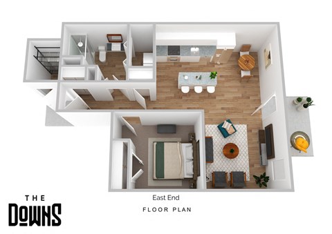Floor plan for 1 bed, 1 bath, 778 sqft